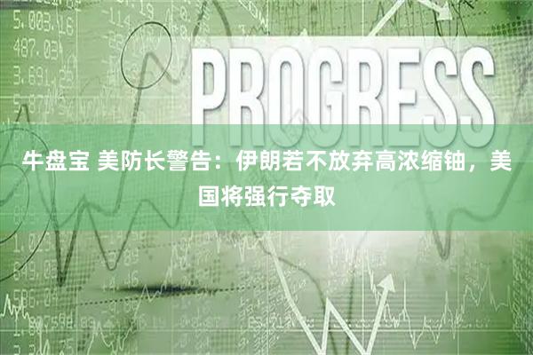 牛盘宝 美防长警告：伊朗若不放弃高浓缩铀，美国将强行夺取