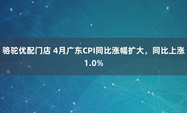 骆驼优配门店 4月广东CPI同比涨幅扩大，同比上涨1.0%